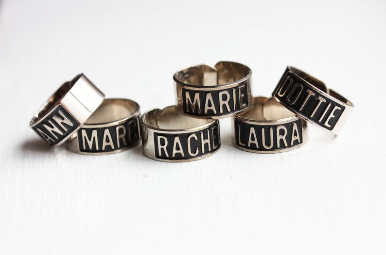 Silver Name Ring, Vintage Name Ring, Name Ring, Adjustable Silver Ring, Monogram Ring, Initial Ring, Vintage Silver Ring, More Names in Shop image 2