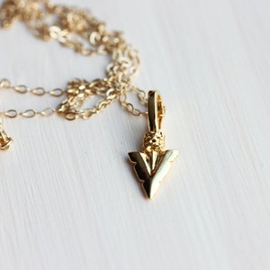 Gold Arrowhead Necklace, Arrowhead Necklace, Gold Charm Necklace, Charm Necklace, Arrowhead, Gold Fill Necklace, Gold Filled Necklace