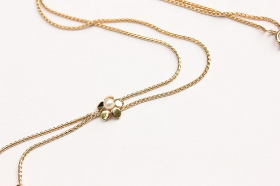 Flower Pearl Necklace Gold, Flower Necklace Gold,… - image 2