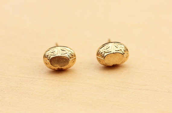 Gold Oval Studs, Gold Nugget Studs, Gold Studs, Round Gold Studs, Engraved Studs, Flower Studs, Small Gold Studs, Gold Dome Studs, Studs