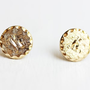 K Initial Studs, Initial Studs, Round Gold Studs, Letter K Studs, K Studs, Initial Earrings, Gold Studs