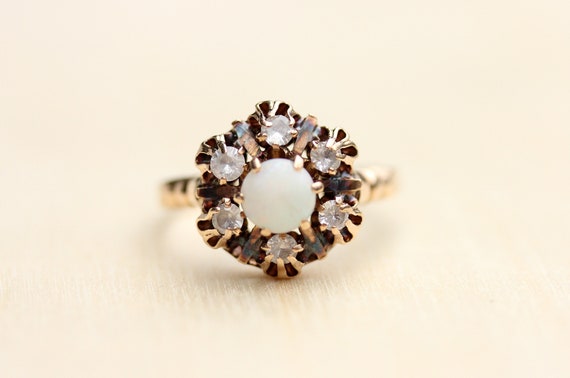 Opal Cluster Ring, Opal Ring, Gold Opal Ring, 10K… - image 1
