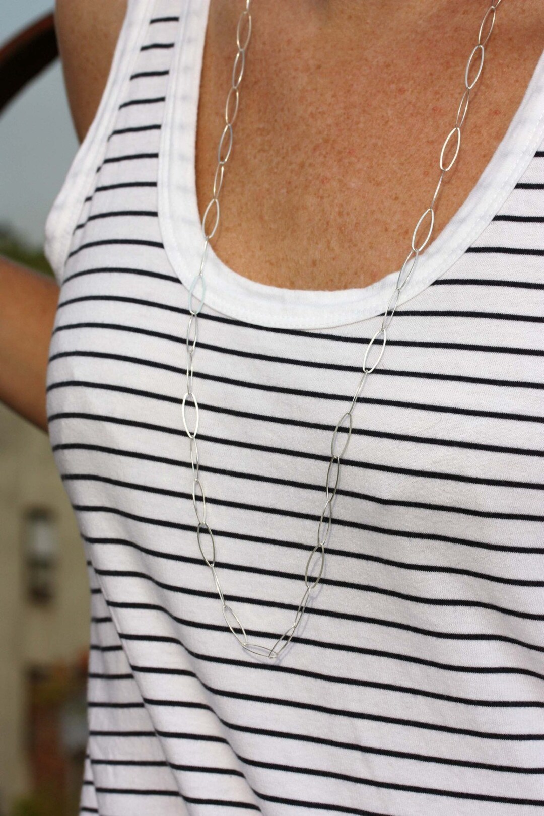 Silver Chain Necklace, Long Silver Chain Necklace, Long Chain Necklace ...