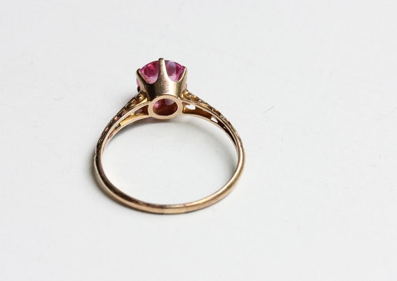 Victorian Pink Ring, Pink Stone Ring, Gold Victor… - image 5