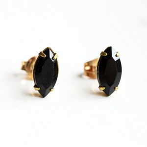 Black Marquise Studs, Black Crystal Earrings, Black Stud Earrings, Crystal Stud Earrings, Brass Stud Earrings, Black Studs