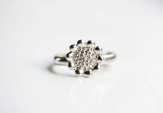 Silver Sunflower Ring, Sunflower Ring, Silver Rin… - image 1
