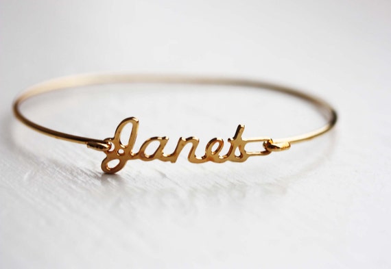 Janet Name Bracelet Gold, Name Bracelet, Vintage … - image 1