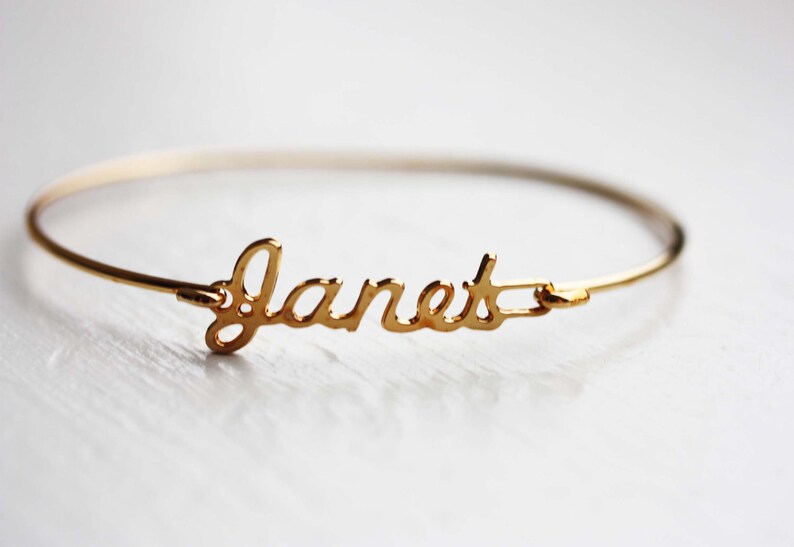 Janet Name Bracelet Gold, Name Bracelet, Vintage Name Bracelet Gold, Vintage Name Bracelet, Gold Bracelet, Vintage Bracelet image 1