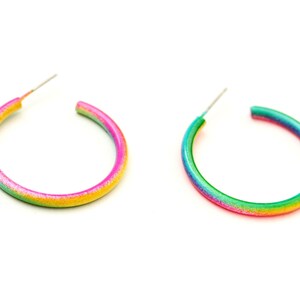 Rainbow Hoop Earrings, Rainbow Hoops, Vintage Hoop Earrings, Hoops, Colorful Hoops, Fun Earrings, Colorful Earrings, Rainbow Earrings, Neon