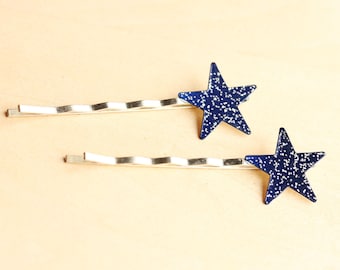 Star Bobby Pins, Glitter Bobby Pins, Bobby Pins, Bobby Pin, Star Hair Clip, Hair Pin, Blue Star, Hair Pins