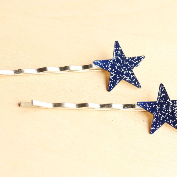 Star Bobby Pins, Glitter Bobby Pins, Bobby Pins, Bobby Pin, Star Hair Clip, Hair Pin, Blue Star, Hair Pins