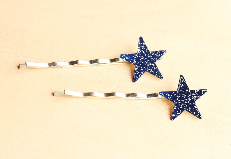 Star Bobby Pins, Glitter Bobby Pins, Bobby Pins, Bobby Pin, Star Hair Clip, Hair Pin, Blue Star, Hair Pins image 1