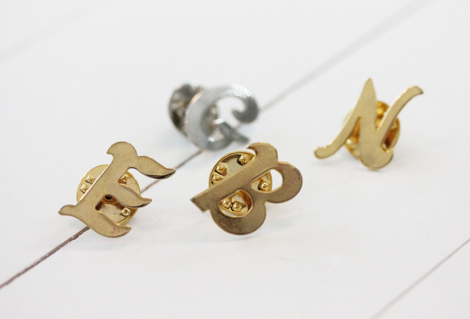 Gold Intial Pin Initial Pin Gold Letter Pin Letter Silver Etsy