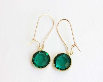Green Crystal Earrings, Crystal Earrings, Green Drop Earrings, Green Earrings, Green Dangle Earrings, Stone Earrings, Gold Filled Earrings