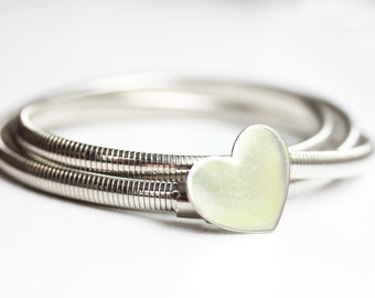 Silver Heart Coil Belt, Heart Belt, Silver Heart Belt, Silver Stretch Belt, Silver Belt, Heart Belt