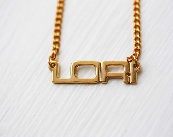 Lori Name Necklace Gold, Name Necklace, Vintage Name Necklace Gold, Vintage Name Necklace, Gold Necklace, Vintage Necklace