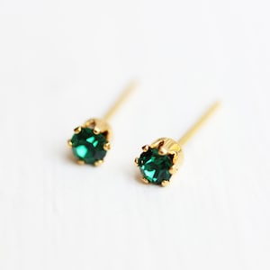 Green Crystal Studs, Small Crystal Studs, Green Studs, Crystal Studs