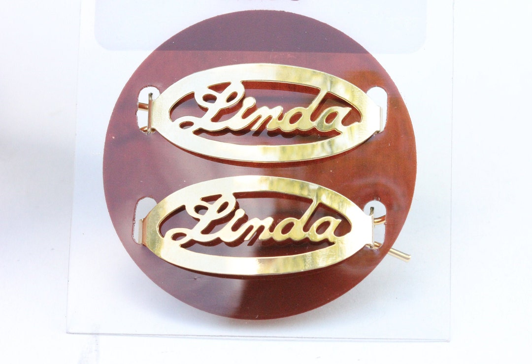 Linda Hair Clips Gold Name Hair Clips Vintage Hair Clips Etsy