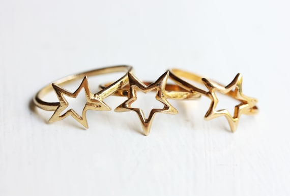 Gold Star Ring, Star Ring, Gold Star, Star Shape R
