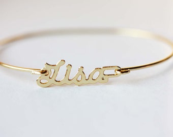 Lisa Name Bracelet Gold, Name Bracelet, Vintage Name Bracelet Gold, Vintage Name Bracelet, Gold Bracelet, Vintage Bracelet