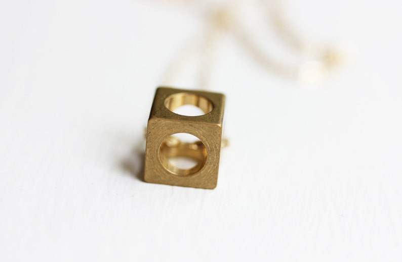 Brass Cube Necklace image 2