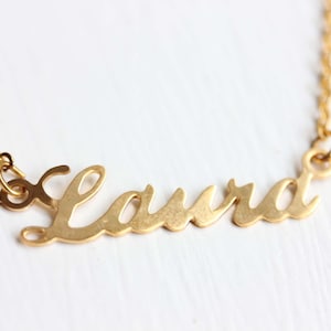 Laura Name Necklace Gold, Name Necklace, Vintage Name Necklace Gold, Vintage Name Necklace, Gold Necklace, Vintage Necklace image 3