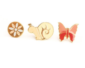 Enamel Pin Set, Small Pins, Enamel Pins, Pin Set, Vintage Pin, Jacket Pin, Colorful Pin, Tie Tac, Tie Pin, Gold Pin, Animal Pin, Brooch, Pin