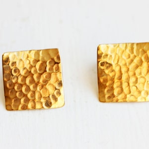 Hammered Square Earrings, Square Earrings, Hammered Studs, Square Studs, Texture Studs image 1