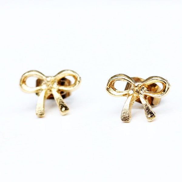 Gold Bow Earrings Etsy