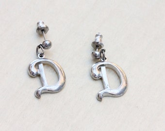 Initial D Studs, D Studs Silver, Initial Earrings Silver, Silver D Earrings, Silver Initial Earrings, Monogram Studs, Silver Letter Earrings