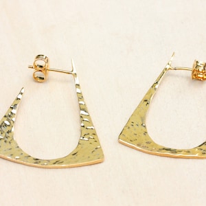 Geometric Hoop Earrings Gold, Triangle Hoops Gold, Unique Hoops, Retro Hoops, Deco Hoops, Hoop Earrings Gold, Dangle Earrings Gold image 1