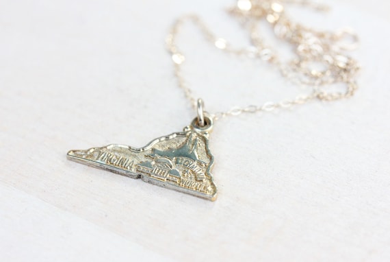 Gold State Charm Necklace Virginia