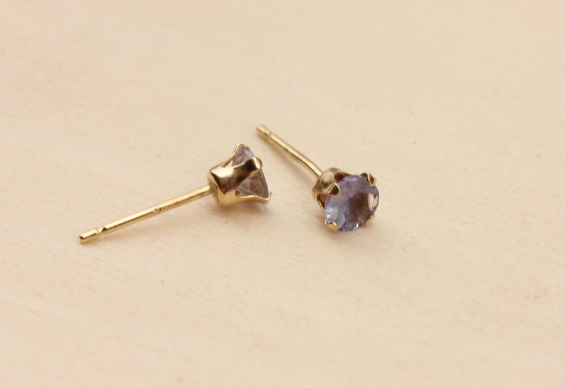 Gold Iolite Stud Earrings 10K Gold Earrings Iolite Stud Earrings Gold Iolite Earrings Blue Gold Stud Earrings Purple Gold Stud Earrings