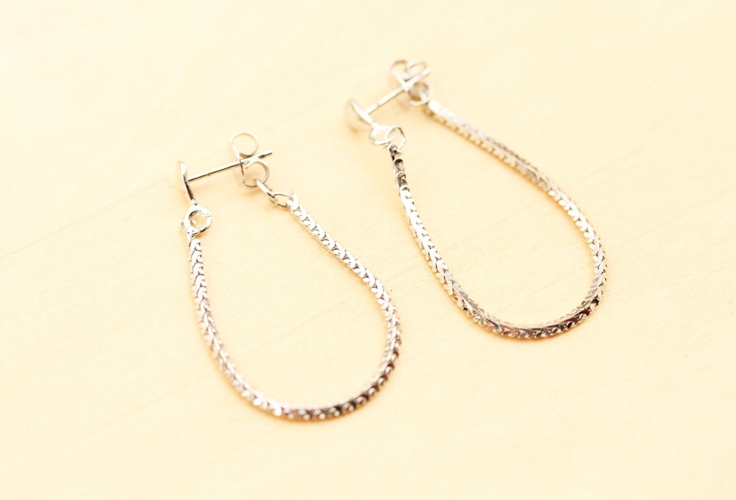 Silver Chain Link Drop Earrings Etsy