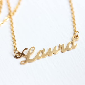 Laura Name Necklace Gold, Name Necklace, Vintage Name Necklace Gold, Vintage Name Necklace, Gold Necklace, Vintage Necklace image 2