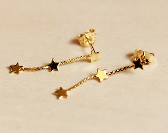 Star Chain Earrings, Chain Studs, Gold Star Studs, Star Studs, Chain Dangle Earrings, Star Earrings, Chain Earrings, Star Stud Earrings