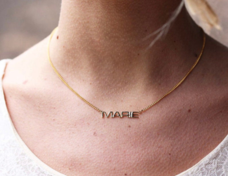 Penny Name Necklace, Vintage Name Necklace, Name Necklace, Penny Necklace, Gold Name Necklace, Monogram Necklace, Chain Necklace, Name image 2