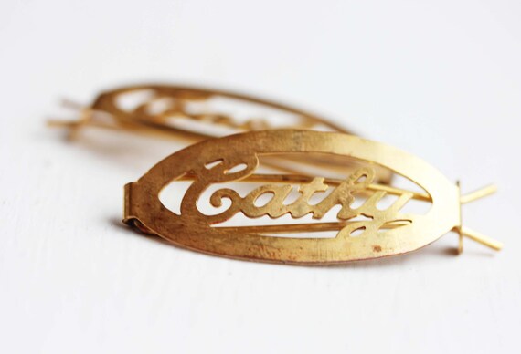 アクセサリー CTHY HIGH-END JEWELRY CLIP Cathy Hair Clips Gold, Name Hair Clips, Vintage Hair Clips Gold