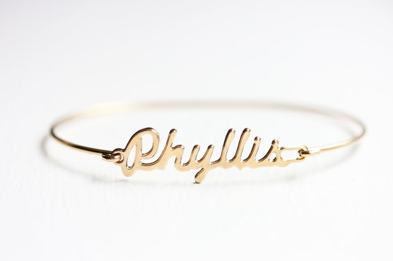 Phyllis Name Bracelet Gold, Name Bracelet, Vintag… - image 1