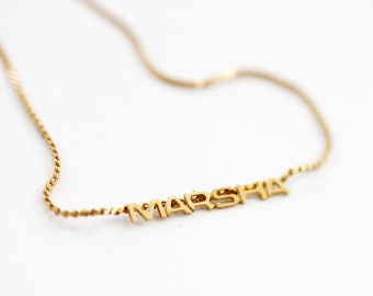 Marsha Name Necklace Gold, Name Necklace, Vintage Name Necklace Gold, Vintage Name Necklace, Gold Necklace, Vintage Necklace
