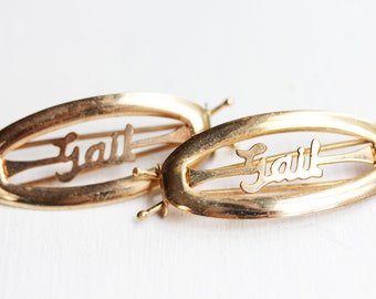 Gail Hair Clips Gold, Name Hair Clips, Vintage Hair Clips Gold, Hair Clips, Gold Clips, Vintage Hair Clips, Vintage Name Jewelry