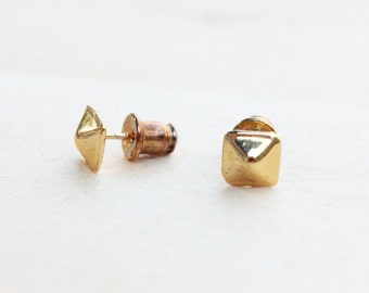 Gold Pyramid Studs