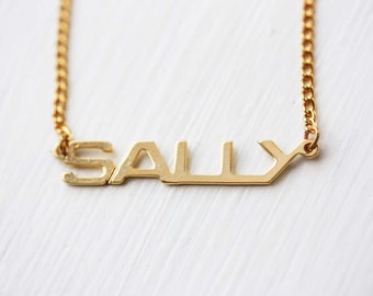 Sally Name Necklace Gold, Name Necklace, Vintage Name Necklace Gold, Vintage Name Necklace, Gold Necklace, Vintage Necklace