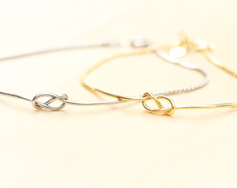Love Knot Bracelet, Knot Bracelet, Silver Knot Bracelet, Silver Chain Bracelet