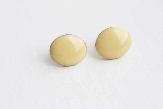 Yellow Oval Studs, Yellow Studs, Colorful Studs, … - image 1