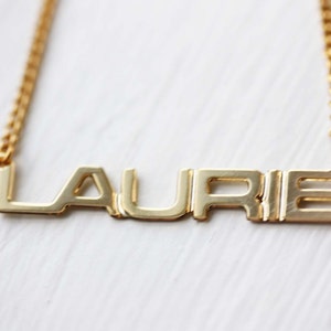 Laurie Name Necklace Gold, Name Necklace, Vintage Name Necklace Gold, Vintage Name Necklace, Gold Necklace, Vintage Necklace