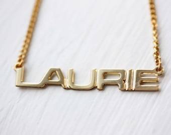 Laurie Name Necklace Gold, Name Necklace, Vintage Name Necklace Gold, Vintage Name Necklace, Gold Necklace, Vintage Necklace