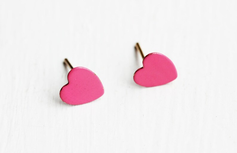 Hot Pink Heart Studs image 1
