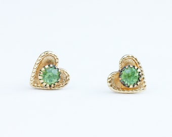 Heart Studs Gold, Stone Heart Studs, Heart Studs, Crystal Studs, Green Heart Studs, Cable Heart Studs, Tiny Heart Studs, Heart Earrings