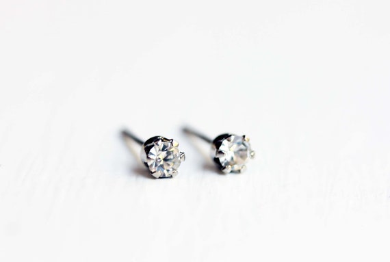 Crystal Studs, Silver Crystal Studs, Tiny Crystal Studs, Second Hole Studs, Silver Studs, Small Silver Studs, Tiny Stud Earrings, Crystal